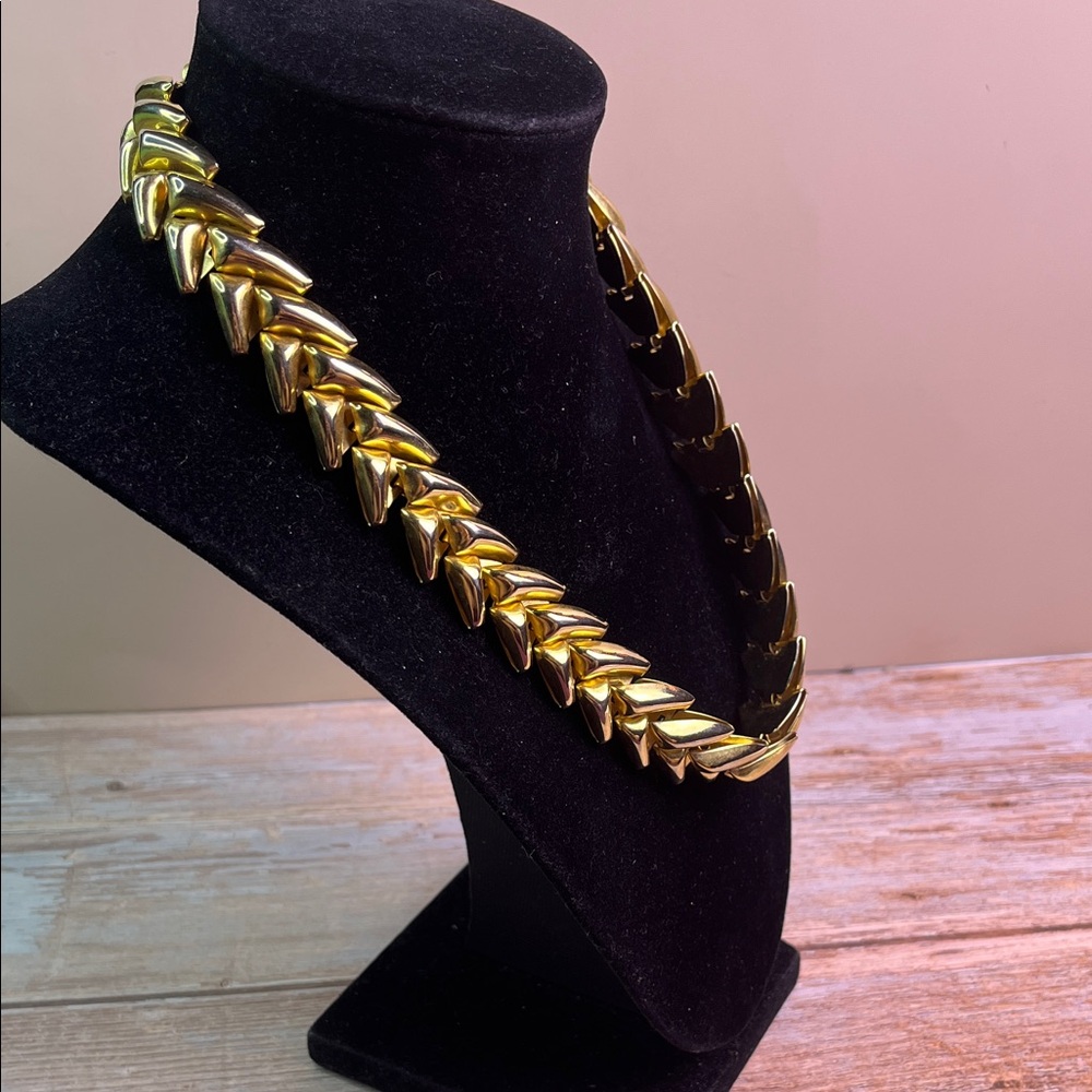 Vintage Gold tone Greek Goddess Necklace